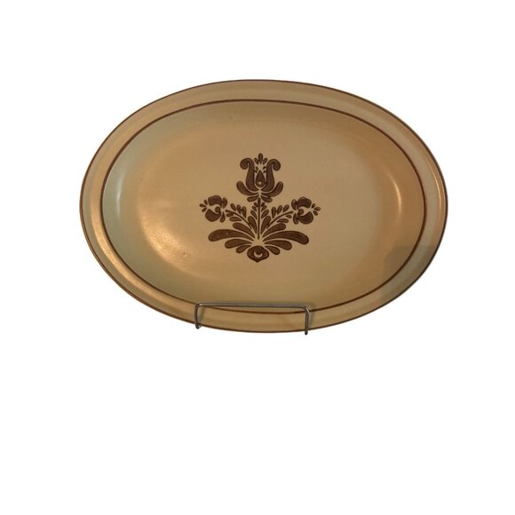 Vintage Pfaltzgraff Yorktowne Brown Floral Oval Platter 12” Stoneware #6-007 USA - Picture 2 of 7